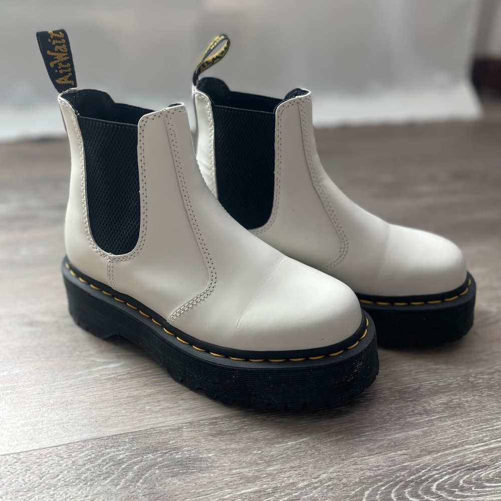 White Doc Martens Platform Chelsea Boots